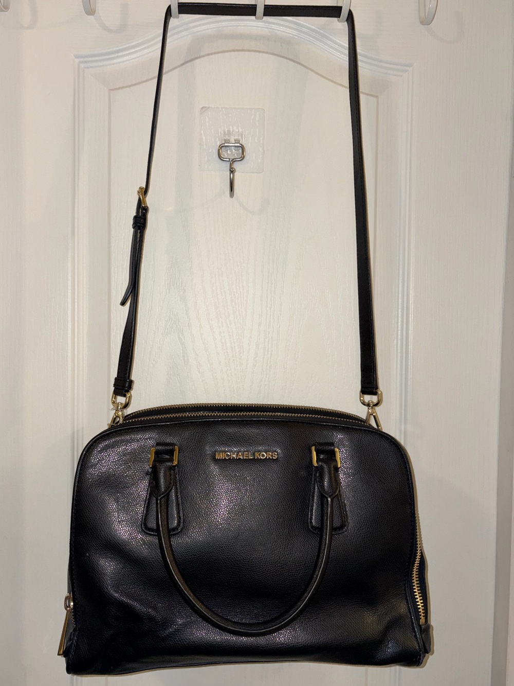 Michael Kors Black Leather Satchel with Gold Hardware - Picture 1 of 14